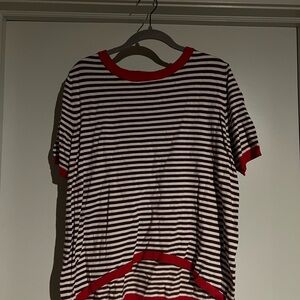 Striped Red and White Short Sleeve Top
